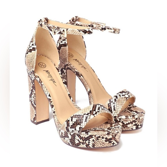 Nasty Gal Shoes - NASTY GAL Hiss & Tell Faux Leather Snakeprint Platform Heels NWOT | Size 7